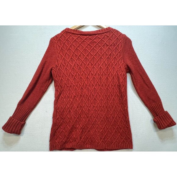 J. Crew Women's Wool Pullover Sweater Cable Knit Stretch Size M Rust Long Sleeve - Picture 2 of 9